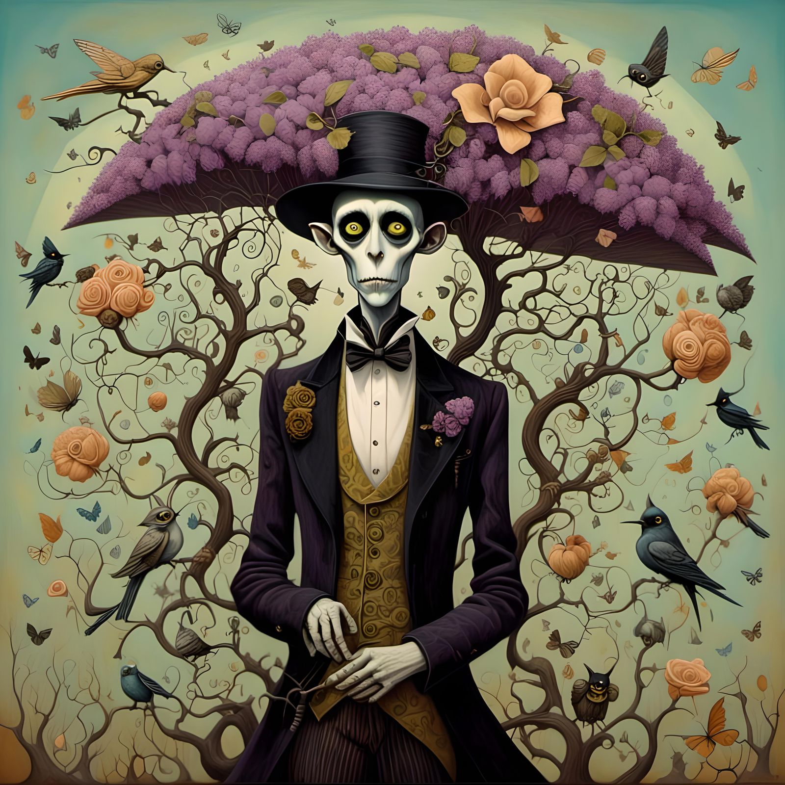 Steampunk Nosferatu in Whimsical Cubist Style