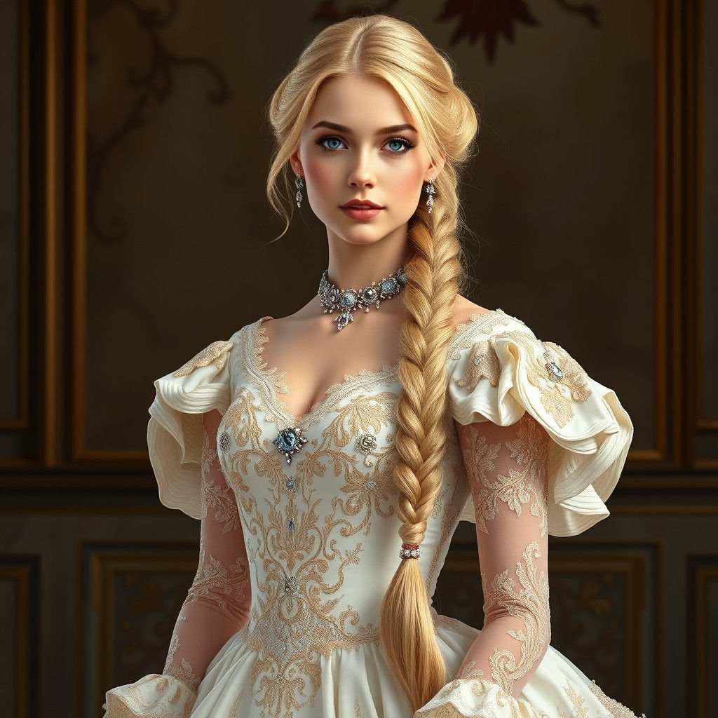 Elegant Noblewoman in Hyperrealistic Style