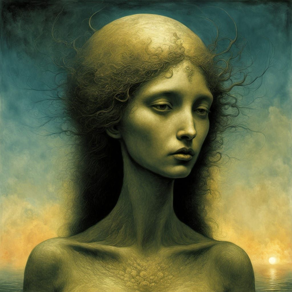 Aphrodite Goddess in Dark Surrealist Art