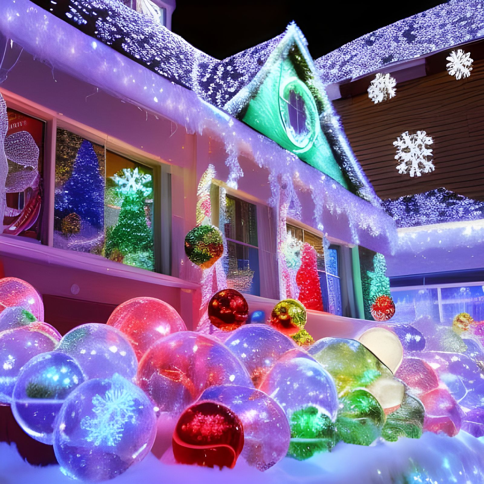 Winter Wonderland House with Christmas Lights