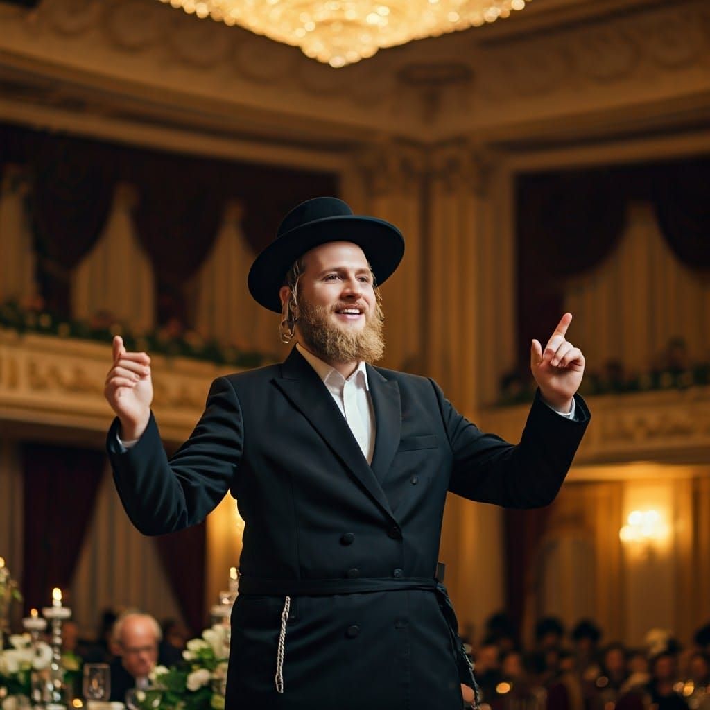 Joyful Cantor in Ornate Wedding Hall Dreamscape