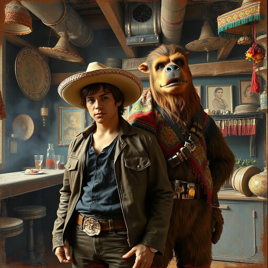 Mexican Han Solo and Chewie in a Gritty Cantina