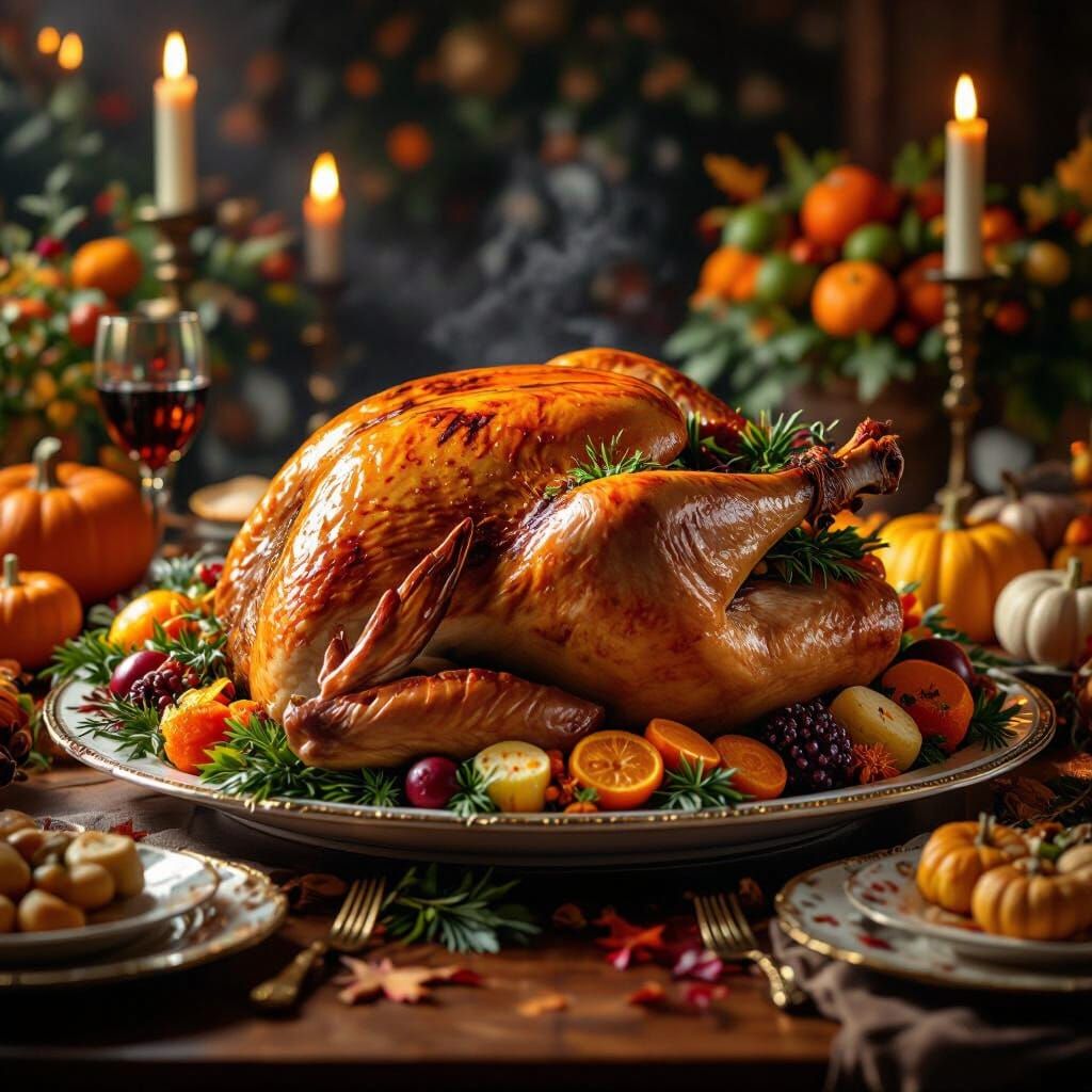 Epic Thanksgiving Turkey Feast With Autumn Vegetables