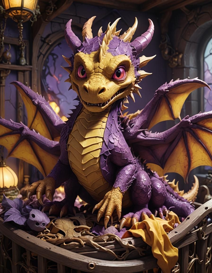 Fierce Dragon Stuffed Animal in Dark Fantasy Style