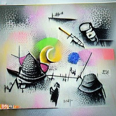 Abstract Ink Drawing in Film Noir Style