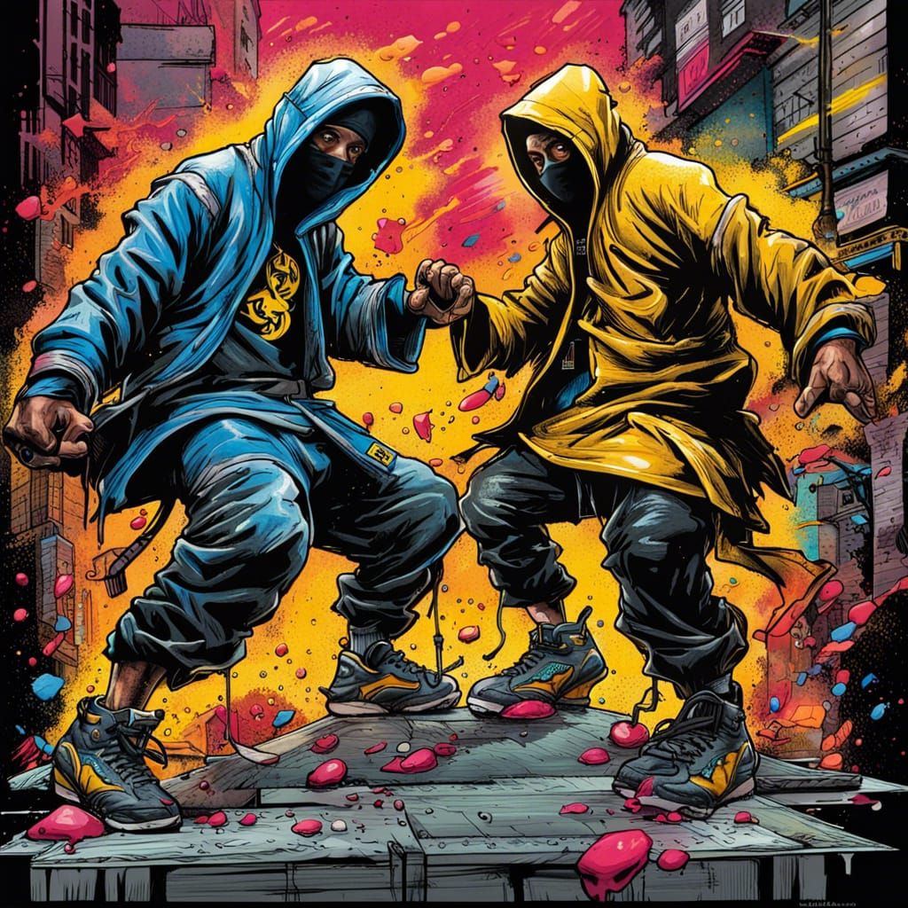 Wu Tang Clan Graffiti Art in Comic Book Style
