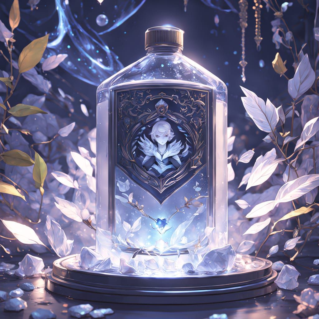 Glowing Moonstone Crystal Heart Bottle in Whimsical Living R...