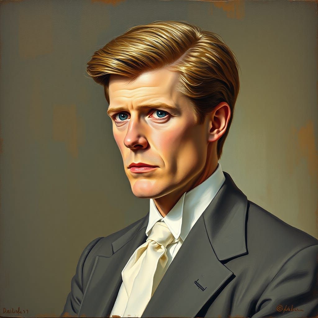 Oil Portrait of Young Robert Redford in Retro Style