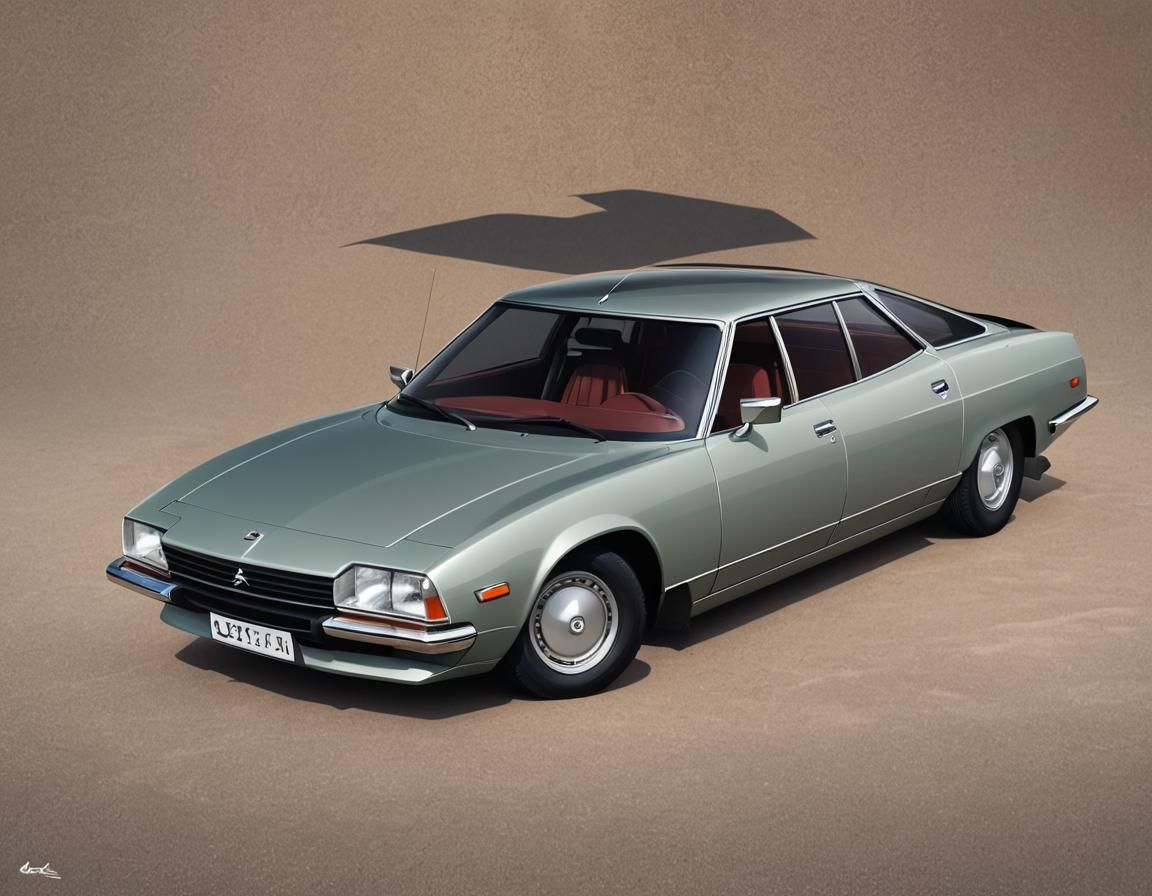 A Citroen SM as a sleek modern eclectic vehicle. only 4 whee...