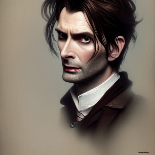 Victorian Vampire Portrait in Hyperdetailed Splash Art Style