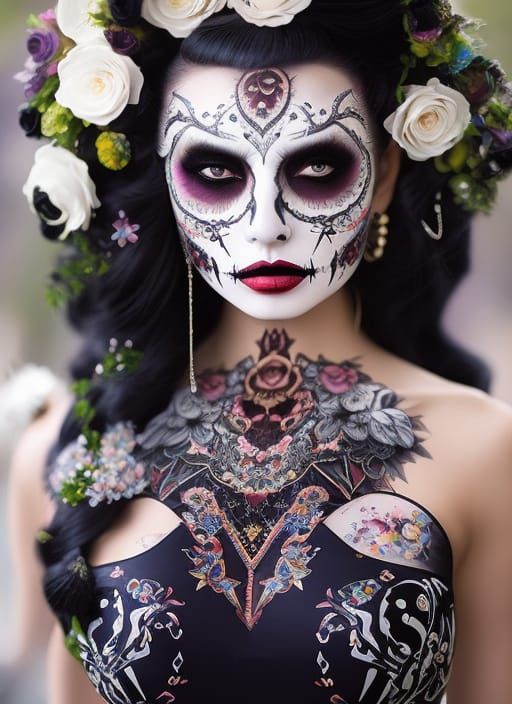 Day of the Dead Woman: Digital Illustration in 8K