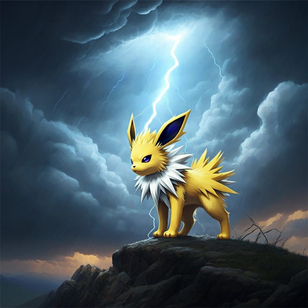 Electric Storm Thunderbolt in Vibrant Oil Painting Style