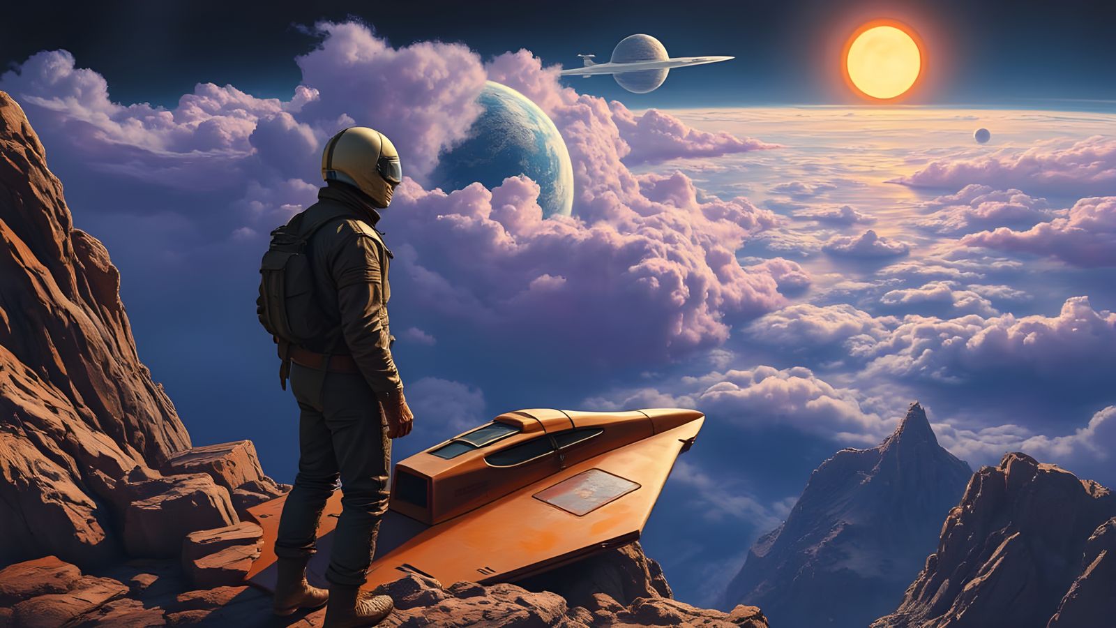 Cyberpunk-Inspired Oil Painting of a Distant Alien Planet
