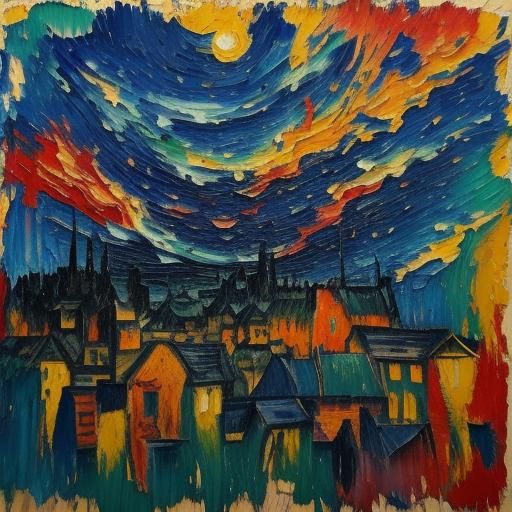 Whirlwind of Colors: Neo-Expressionist Night Sky
