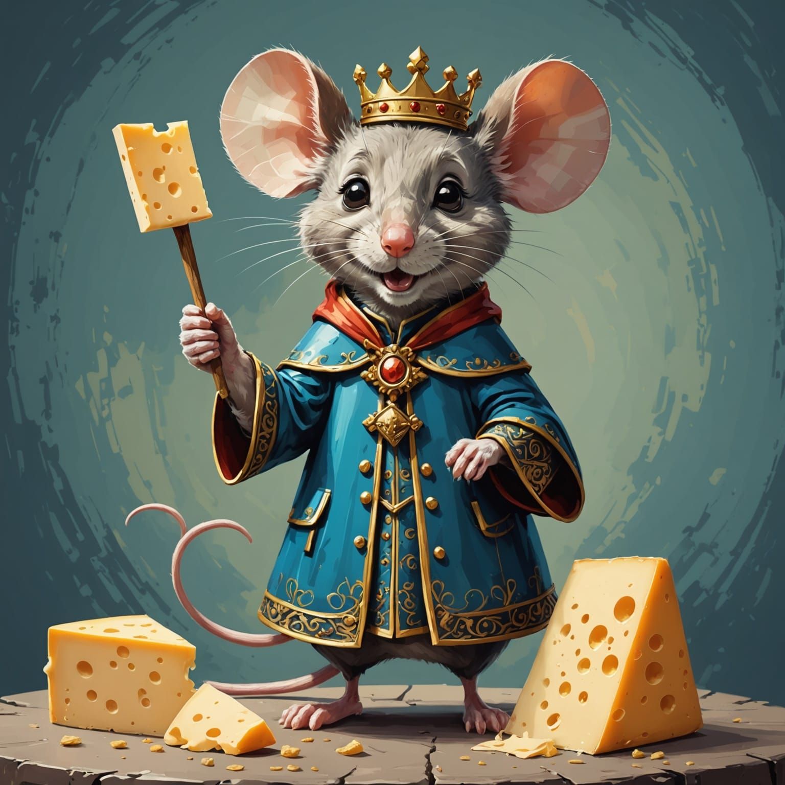 Whimsical Cartoon Mouse King Receives Royal Tribute