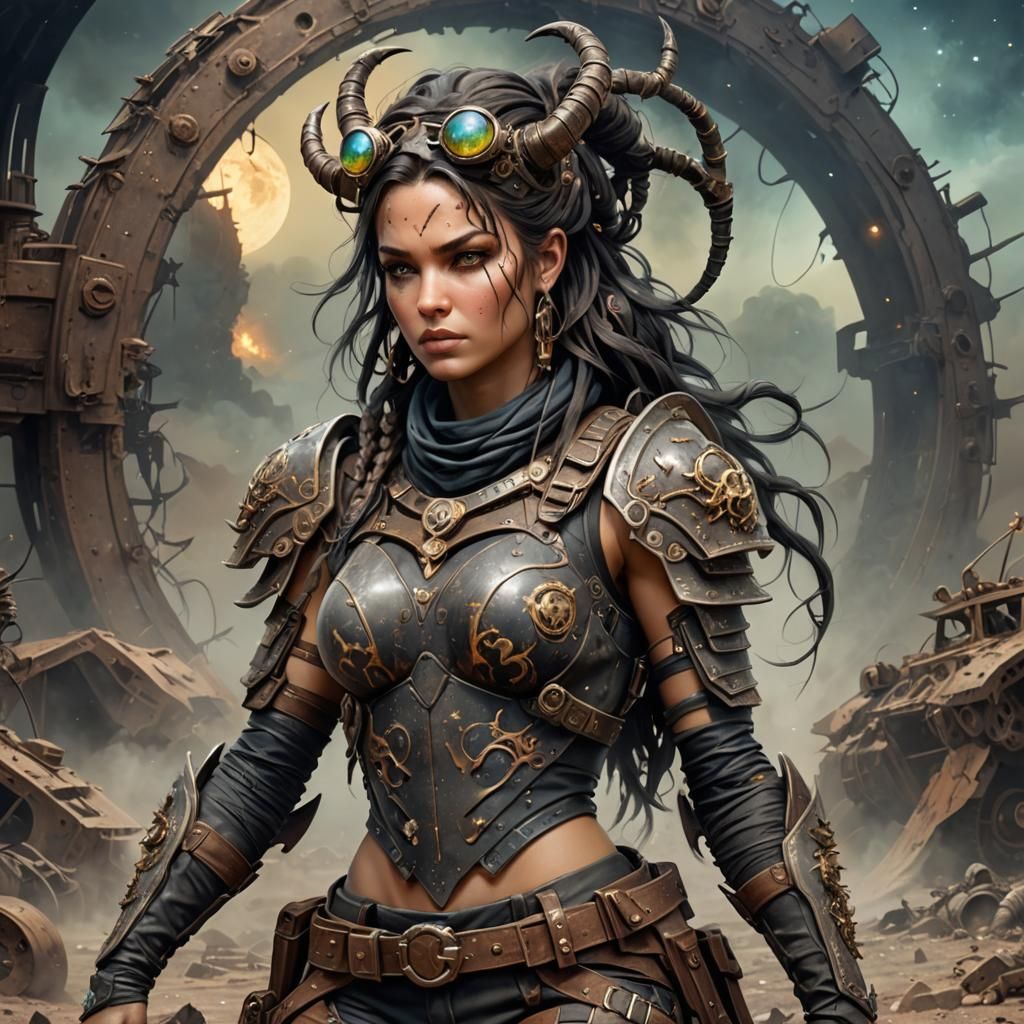 Post-Apocalyptic Scorpio with Smoke and Star Decorations