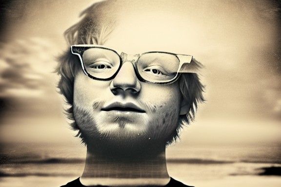 Photorealistic Double Exposure Portrait of Ed Sheeran