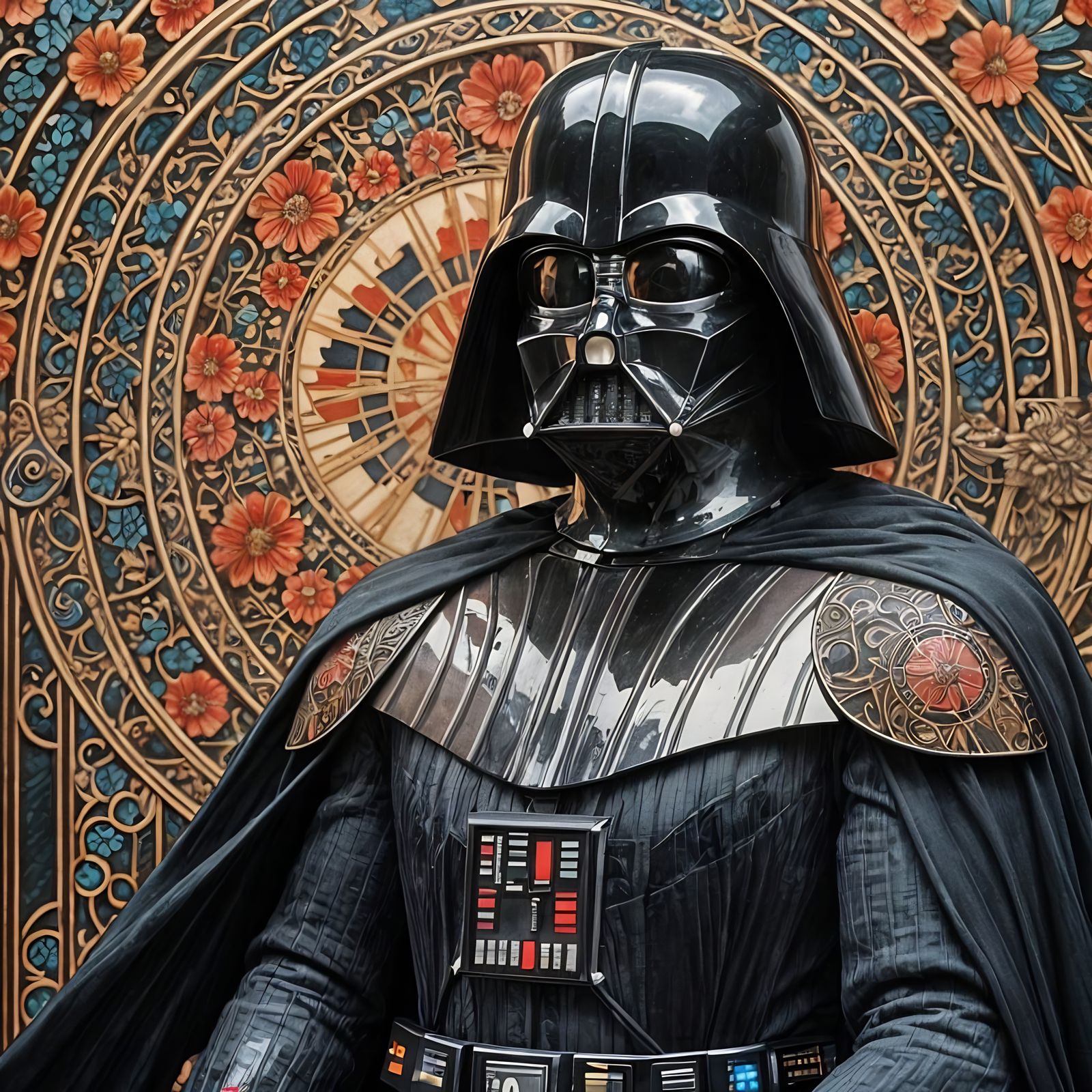 Intricate Darth Vader Portrait in Art Nouveau Style