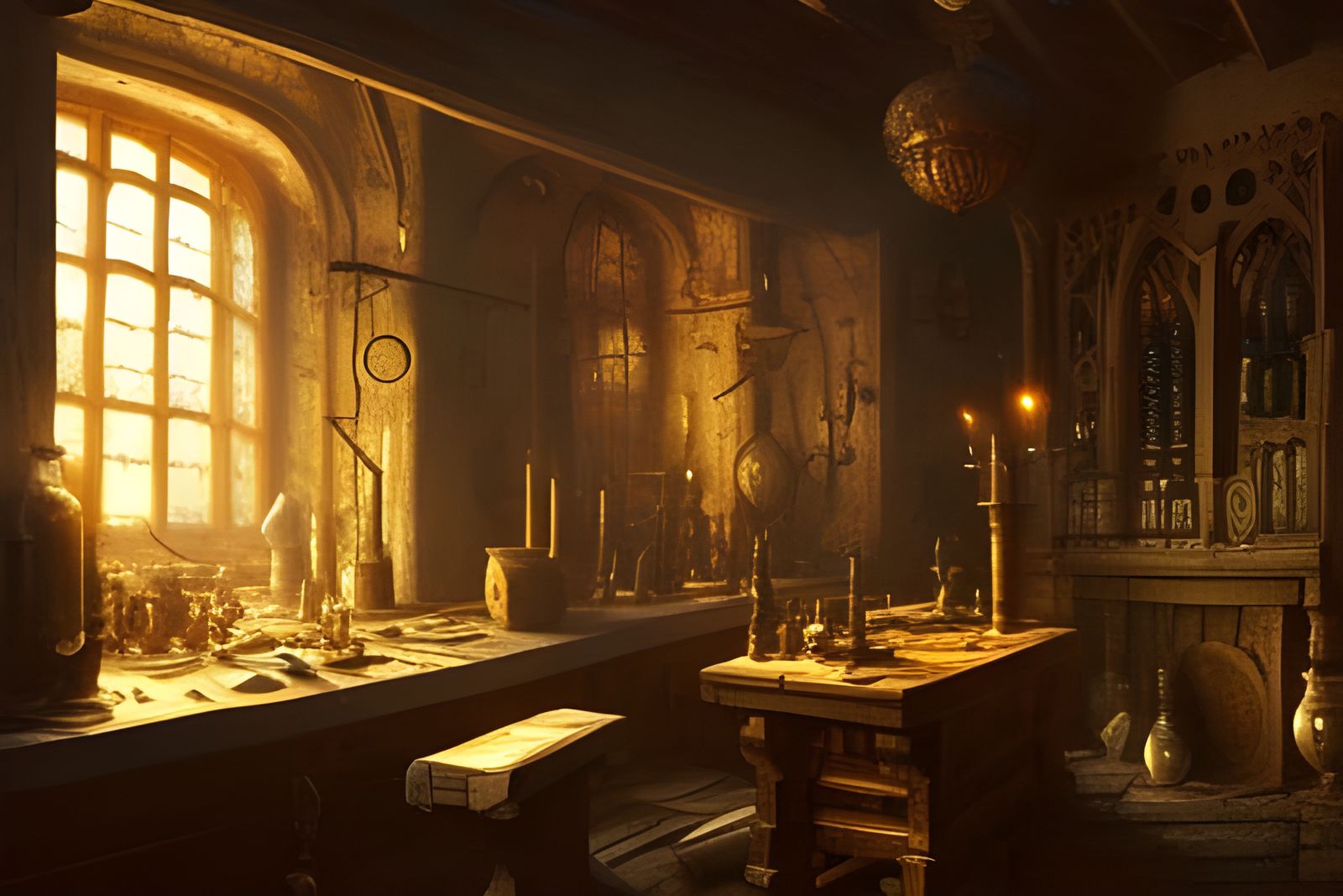 Surreal Medieval Alchemist's Laboratory in Ultra HD