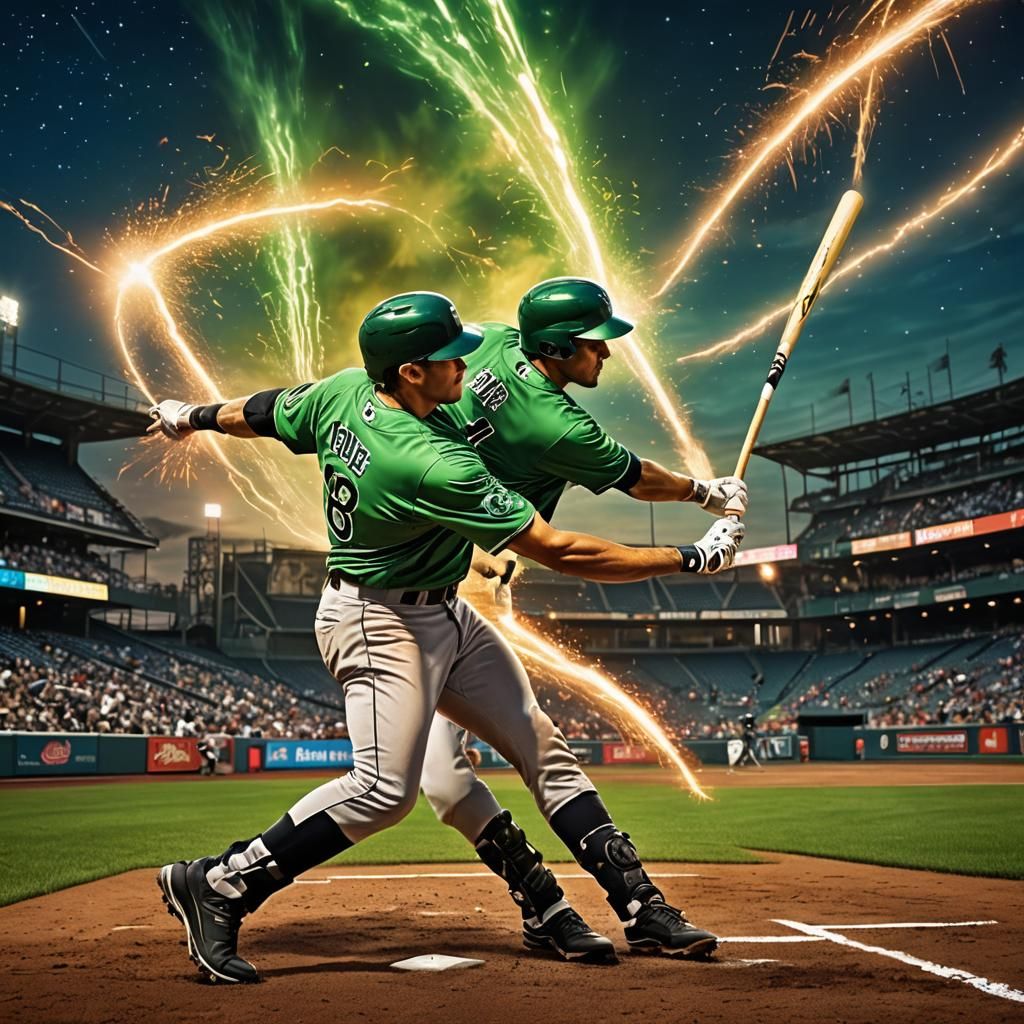 Dramatic Baseball Player Smashes Homerun in Whimsical Stadiu...