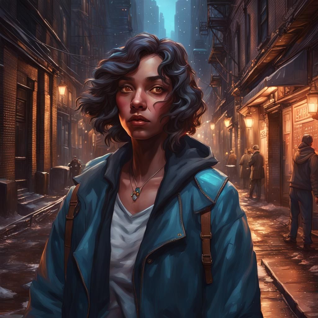 Night in New York Alley: Hyperdetailed Portrait