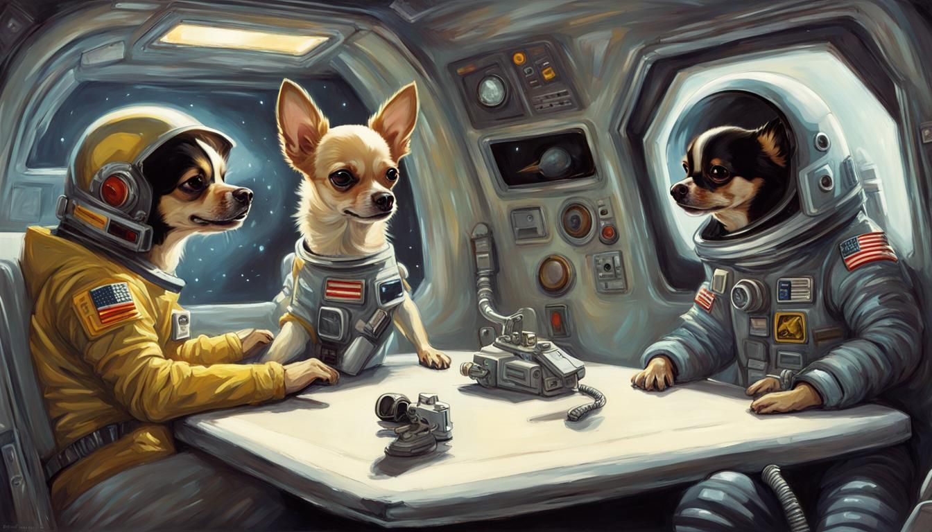 Chihuahua's Sinister Space Encounter: Digital Illustration