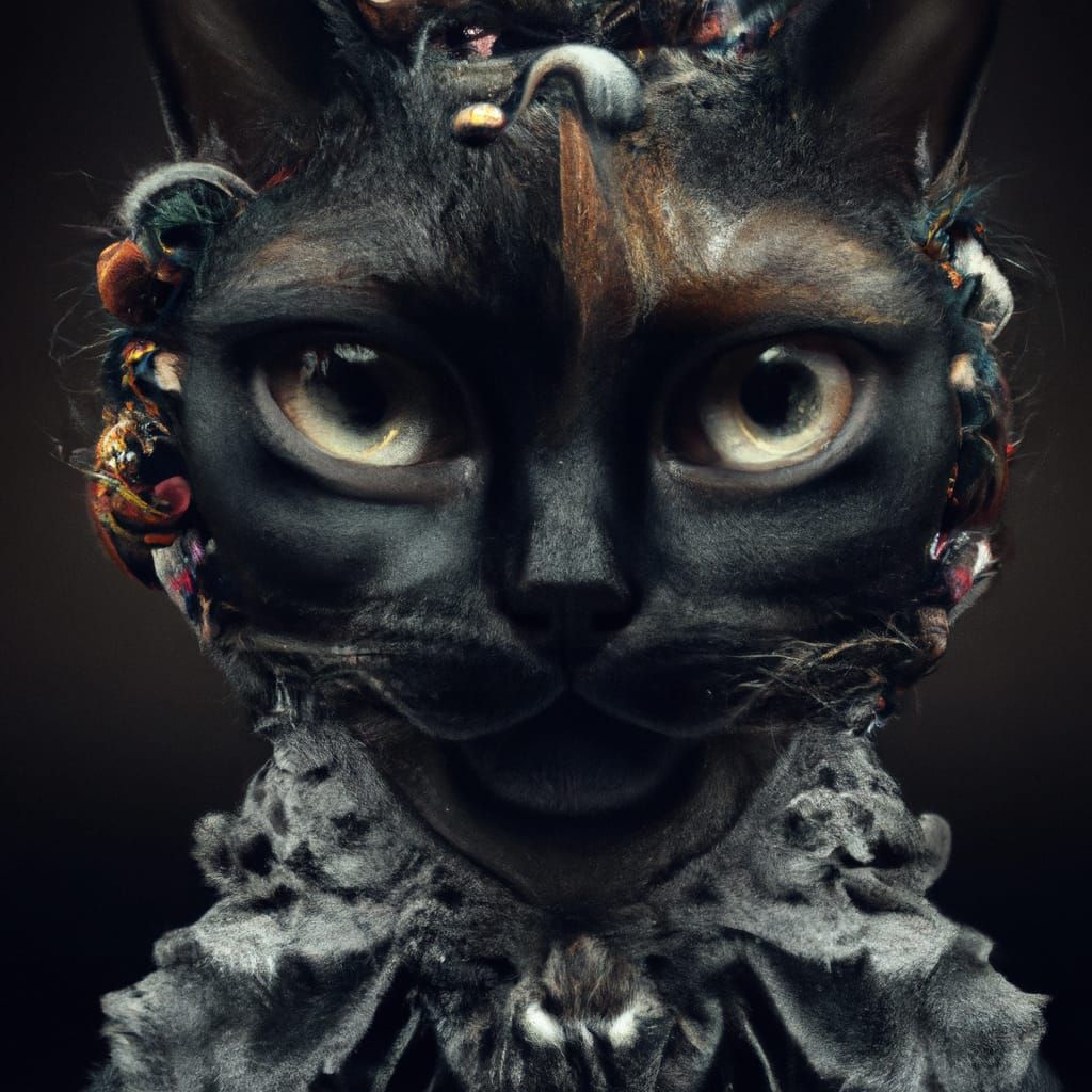 Ornate Dark Fantasy Cat in Detailed 8K