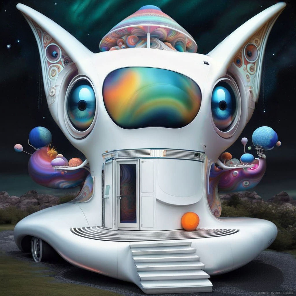 Surreal Dream House on Wheels: Psychedelic Digital Art