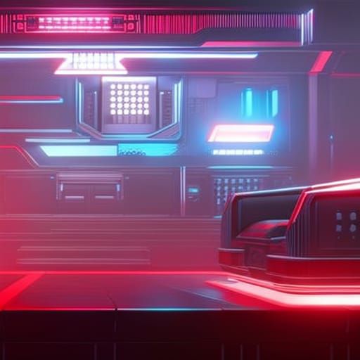 Cyberpunk Living Room in Neon Style