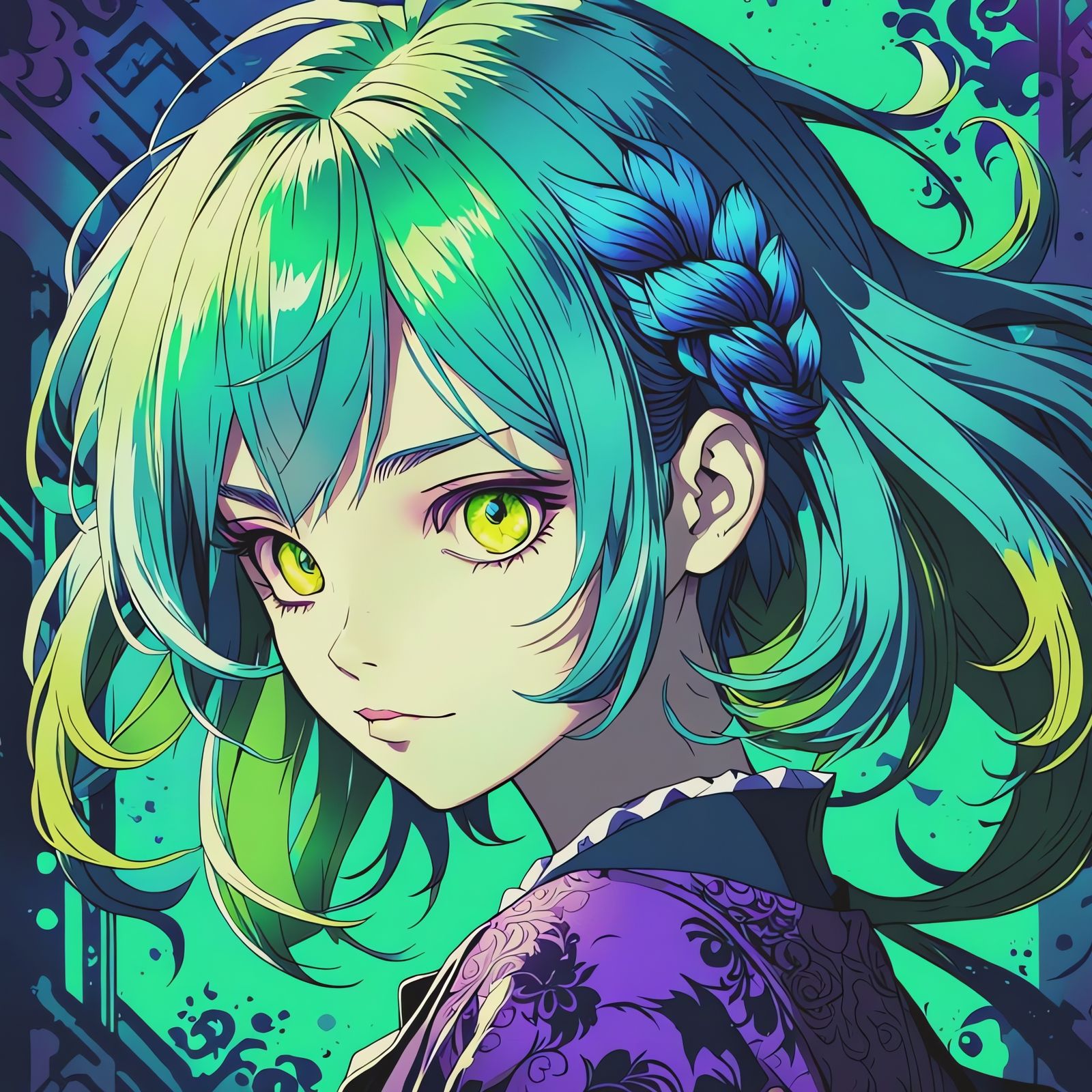 Duotone Manga Portrait with Grunge Effects