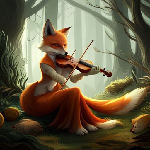 Fox Girl Violinist: Dark Fantasy Concept Art