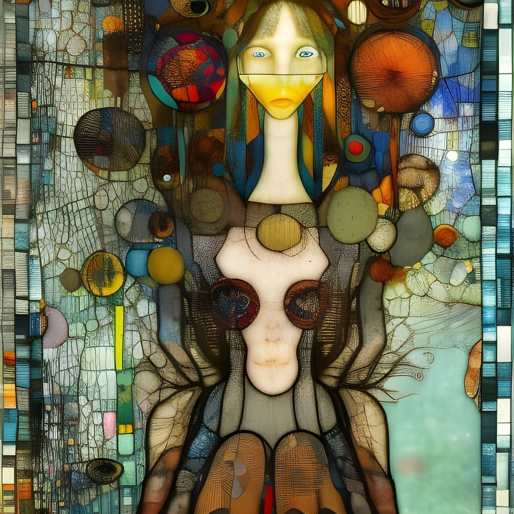 Abstract Woman in Alcohol Ink, Maximalist Style