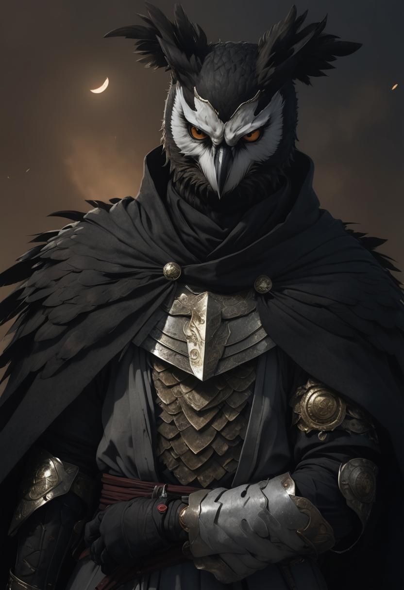 Dark Fantasy Owl Ninja on Battlefield Eclipse