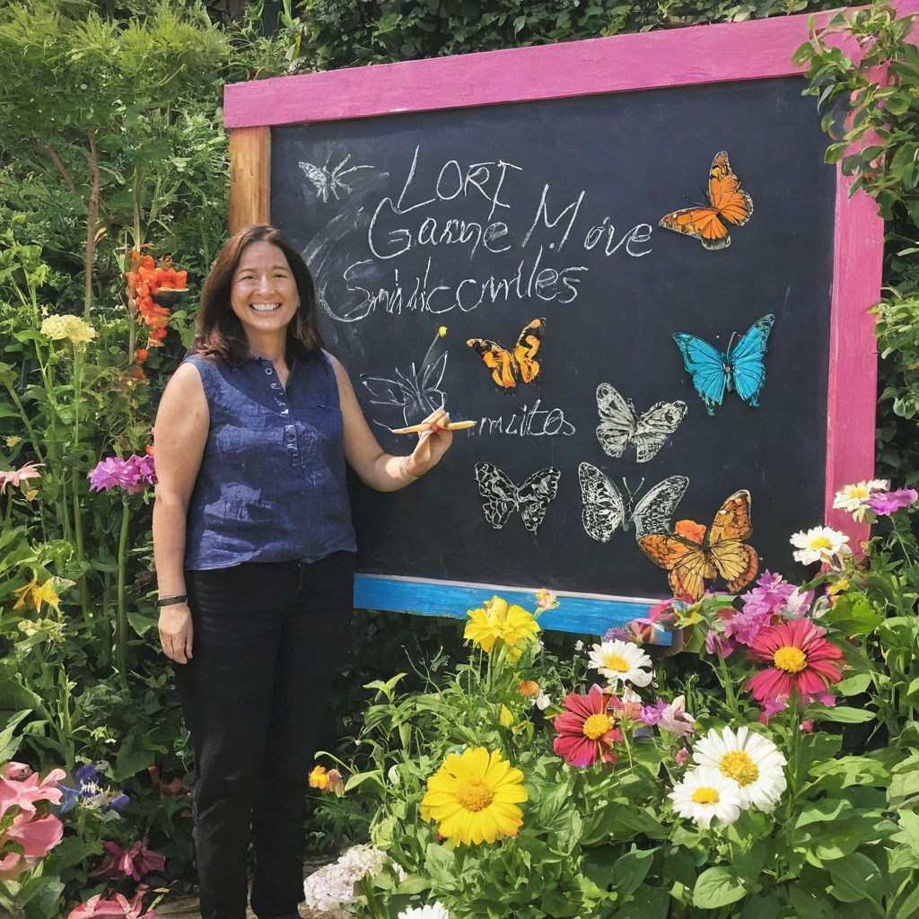 Educator in a Vibrant Garden Oasis