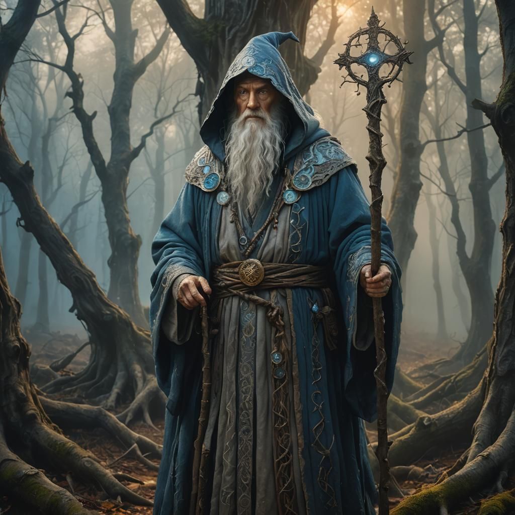 Wizard in Misty Forest: Fantasy Concept Art
