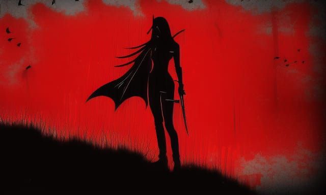 Vampire Warrior Silhouette: Double Exposure Photography