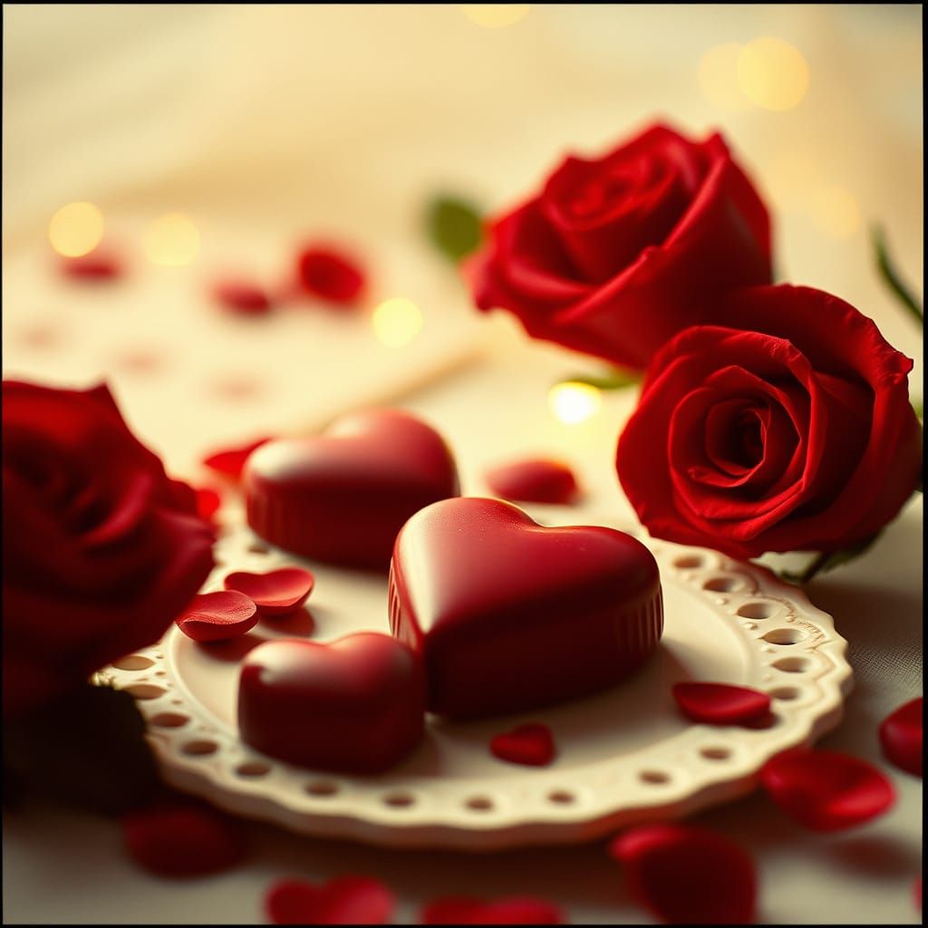 Romantic Ruby Roses and Chocolates Cinematic Masterpiece
