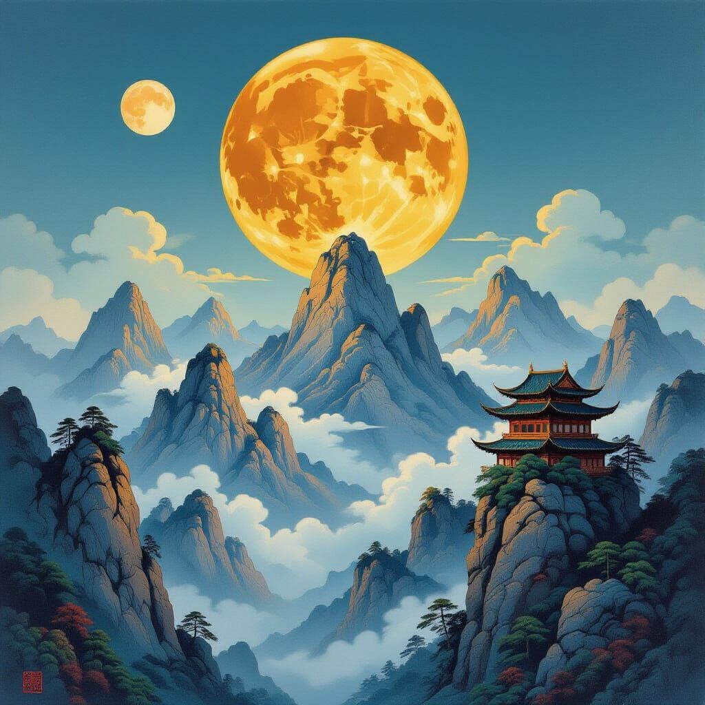 Korean Irworobongdo: Sun, Moon, and Kunlun Peaks