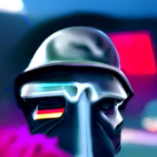 German Soldier in Synthwave Neon Retro Style