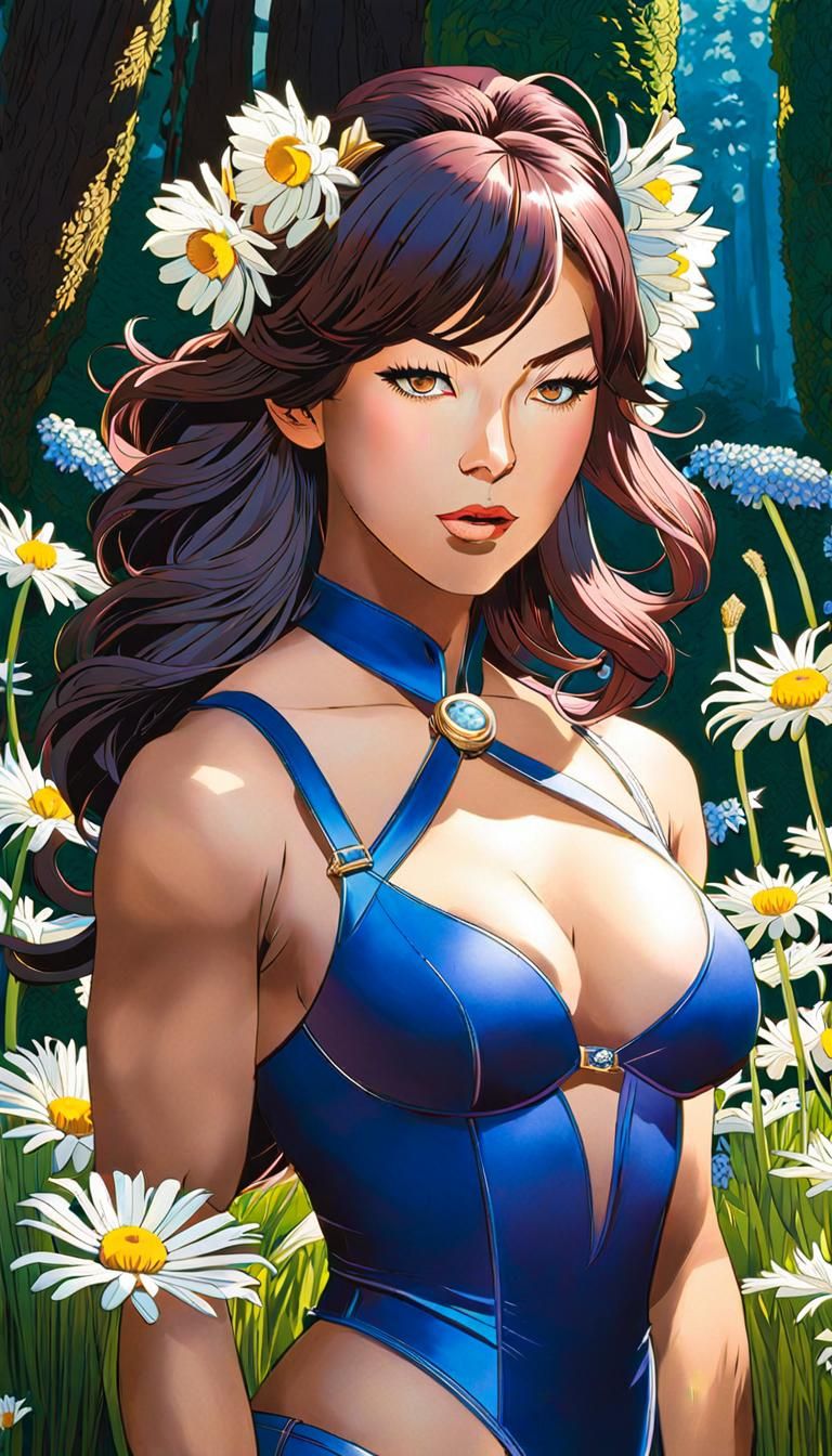 Anime Muscle Woman in Surrealist Style