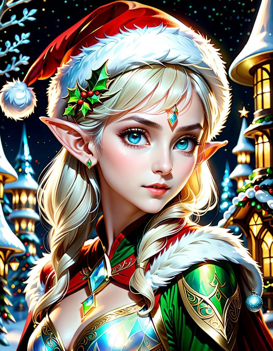Opalescent Christmas Elf in Toy Shop