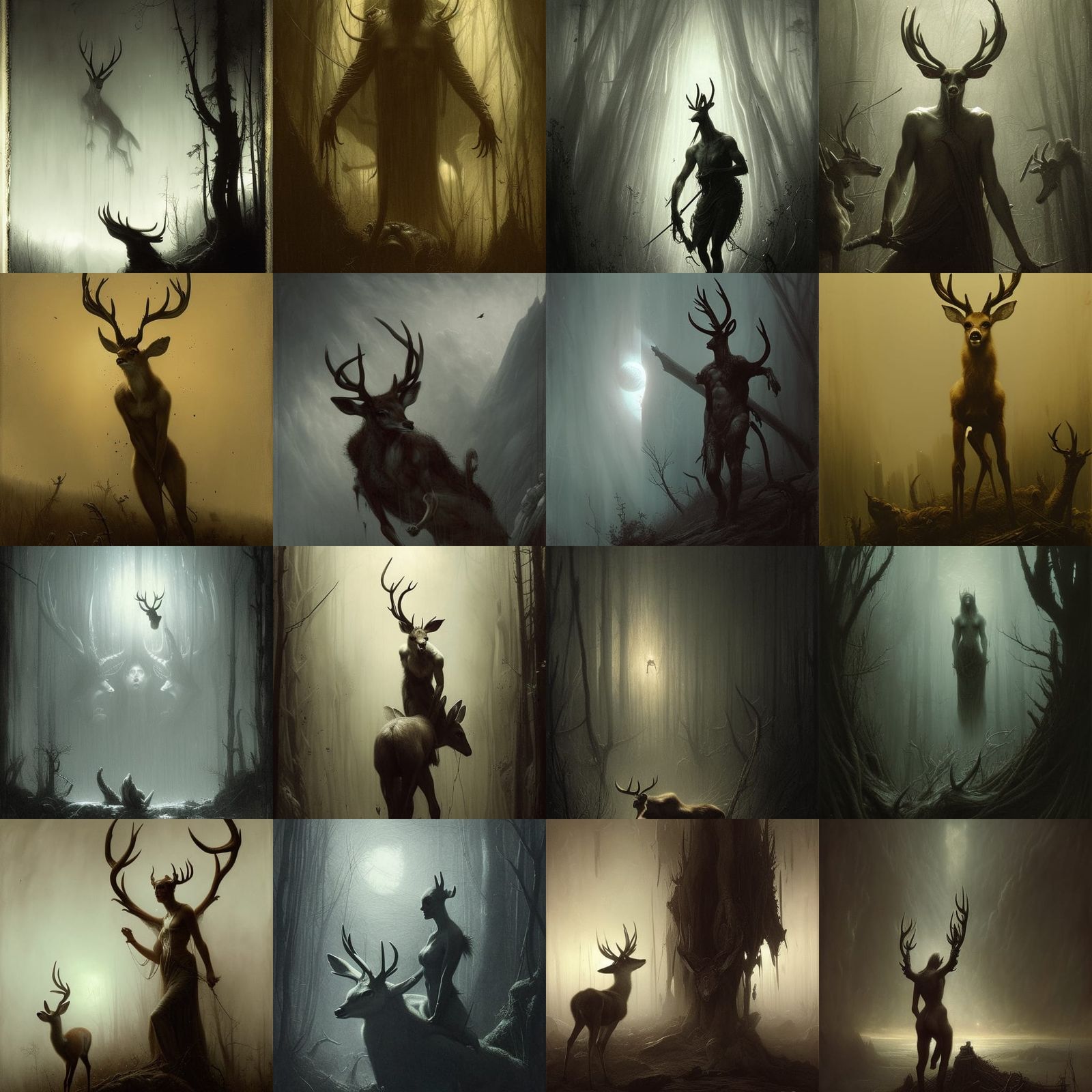 Bambi Horror Movie Poster in Engraving Style