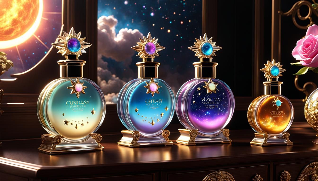 Perfume Bottles Filled with Stars and Clouds