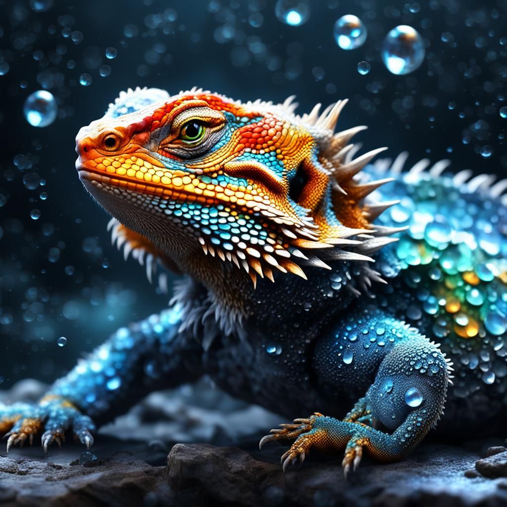 Crystalline Ice Dragon: Reflective Digital Art