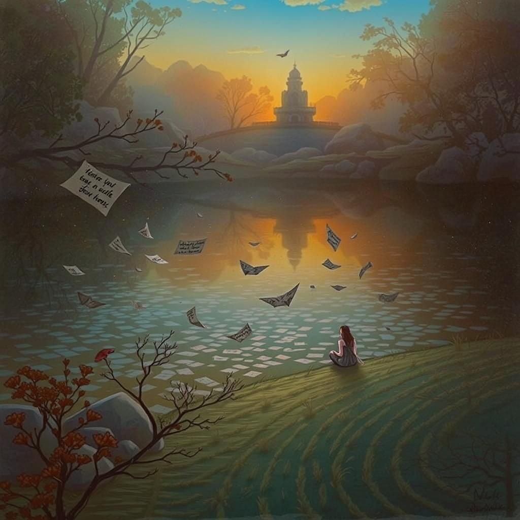 Ephemeral Thoughts on Misty Hillside: Dreamlike Digital Art