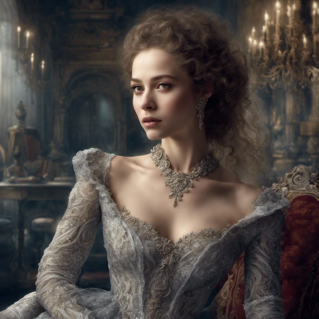 Portrait of a Woman in Embroidered Dress