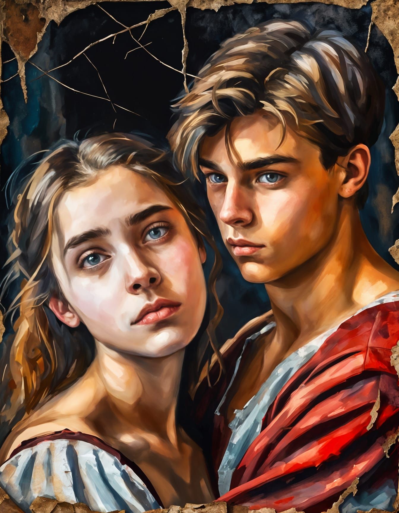 Romeo and Juliet Portrait in Oil Paint