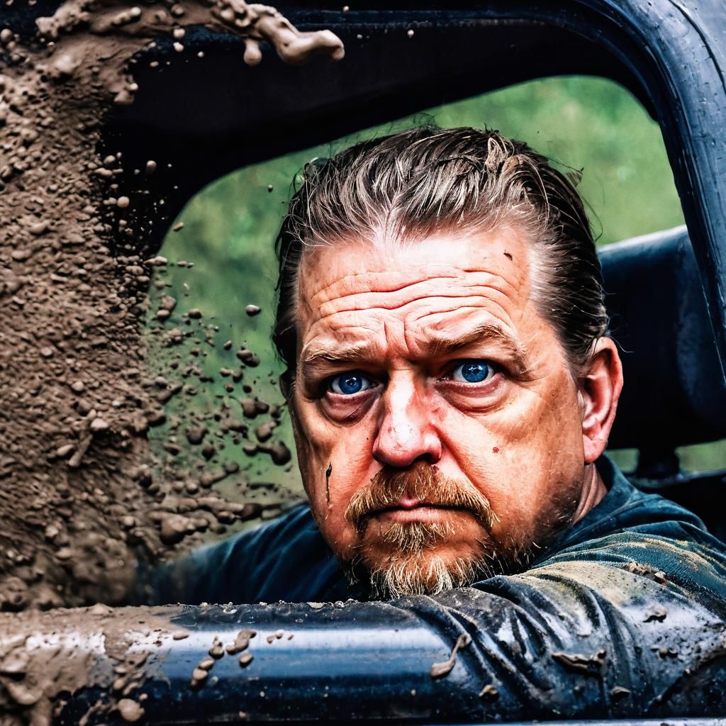 Joyful Truck Driver in a Digital Painting