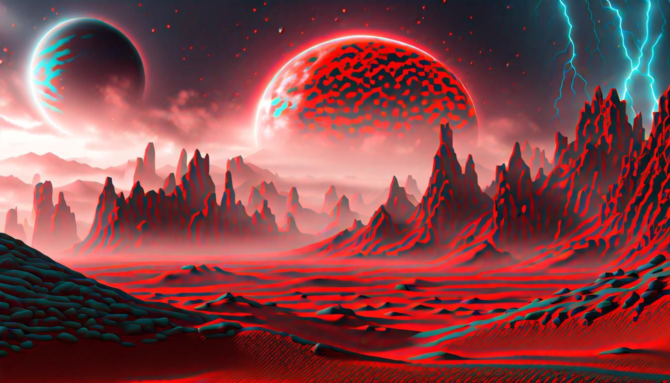 Dystopian Alien Desert Under Cosmic Sky in 8K