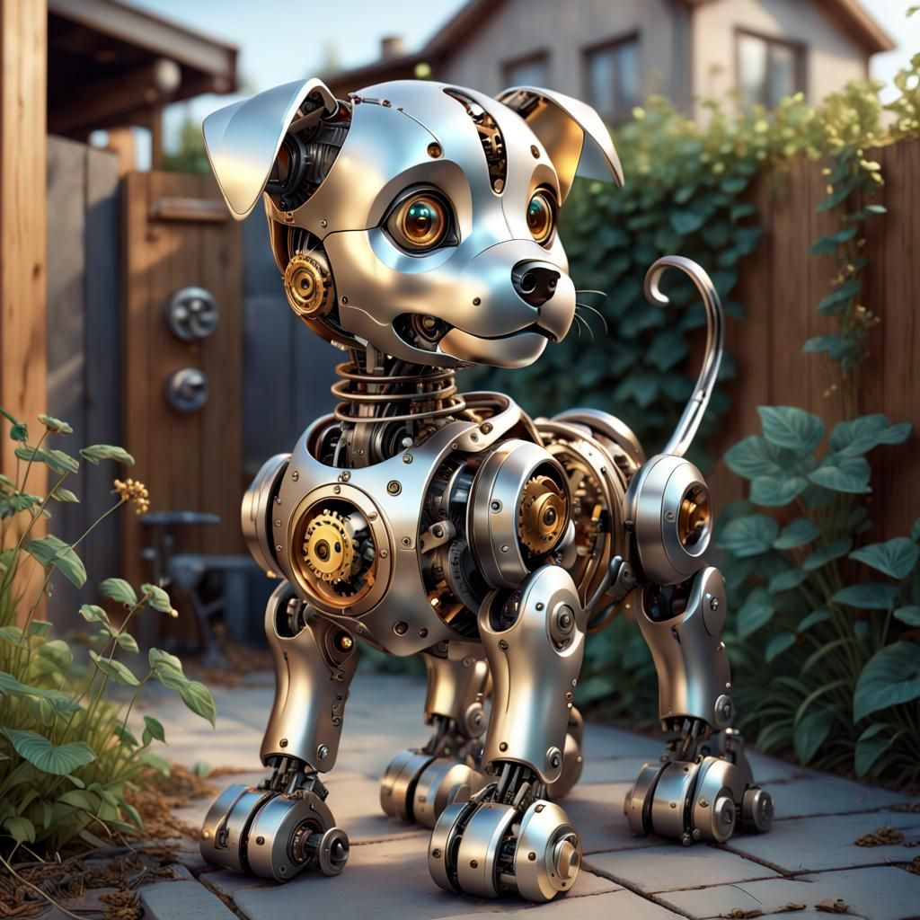 Adorable Robotic Puppy in Detailed 3D Render